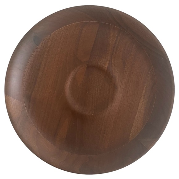 Vintage Kustom Kraft Solid Black Walnut Chip Vegetable Round Plate 12" - Picture 1 of 7